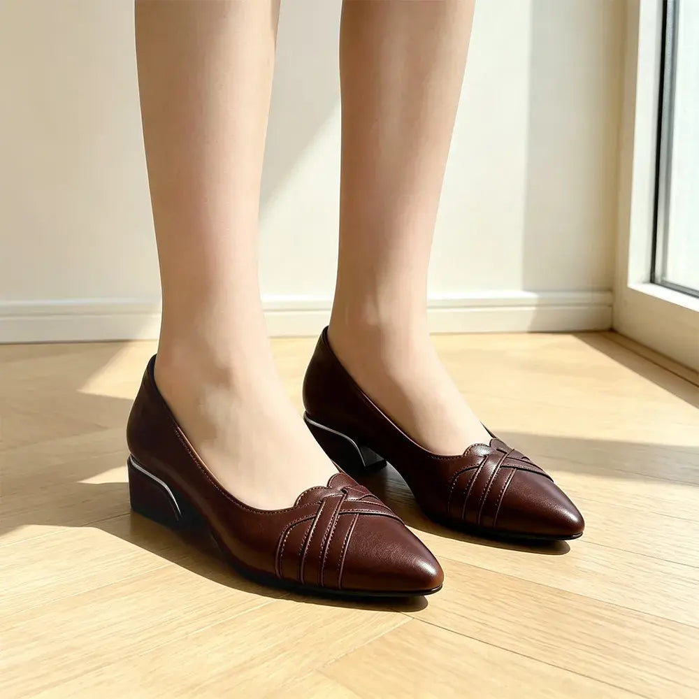 【35-40】👠Kobiece buty w stylu retro z noskiem w szpic – niewidoczny koturn – lekkie buty biurowe w stylu francuskim