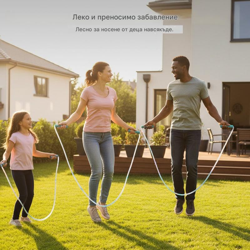 🏃【Купете 2, вземете 2 безплатно】🌈 Детско LED светещо въже за скачане