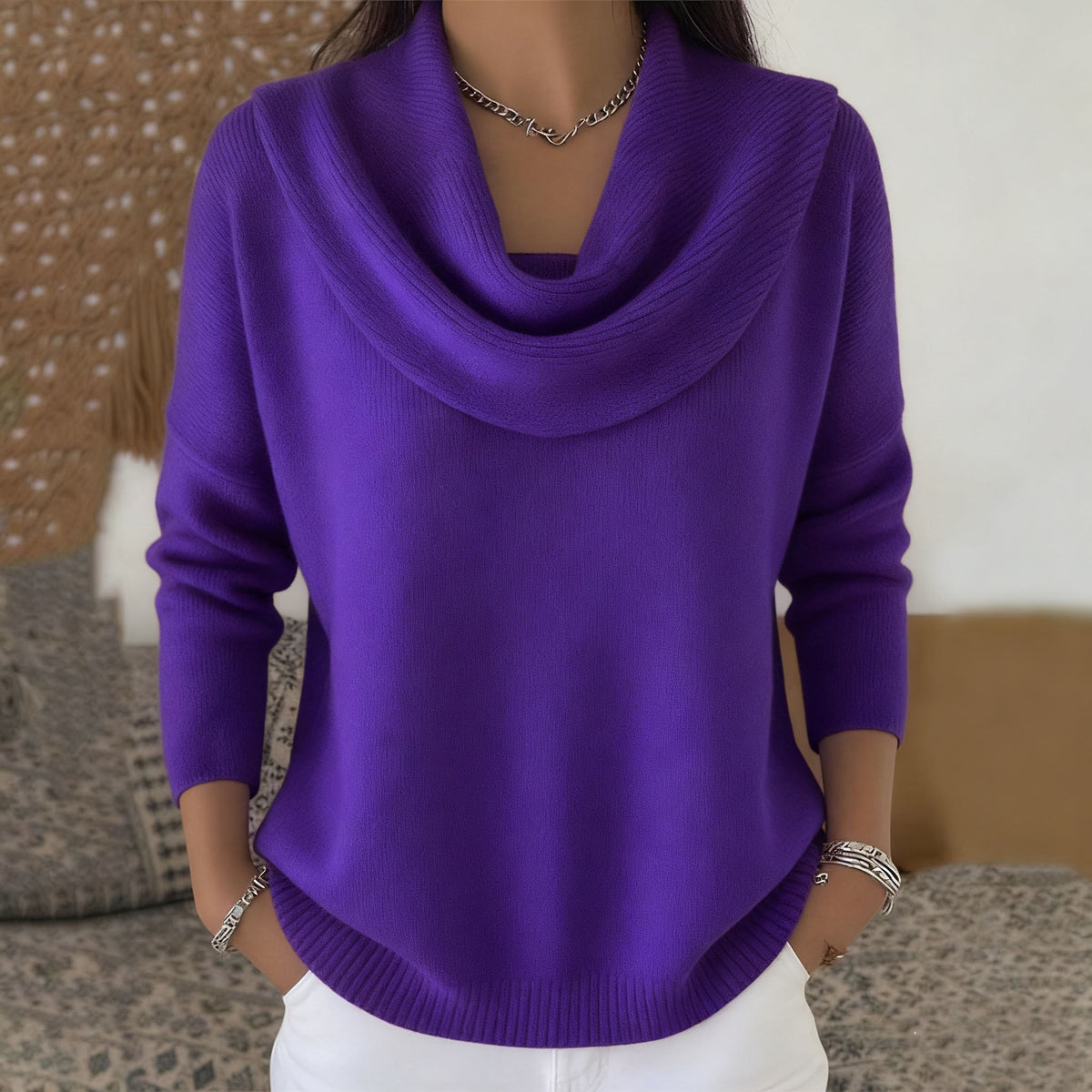 🔥【S–3XL】Νέα γυναικεία πλεκτή μπλούζα σε ενιαίο χρώμα για το φθινόπωρο και τον χειμώνα – μαλακή και άνετη