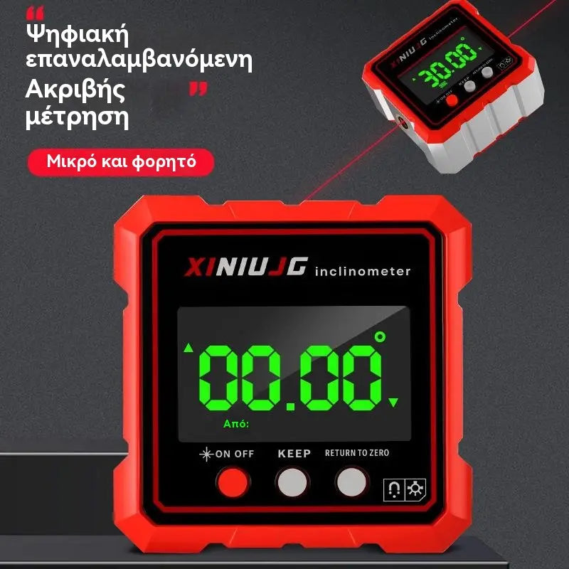 ⚡🔋 Επαναφορτιζόμενο ηλεκτρονικό αλφάδι κλίσης με μαγνήτη — μέτρα σε δευτερόλεπτα