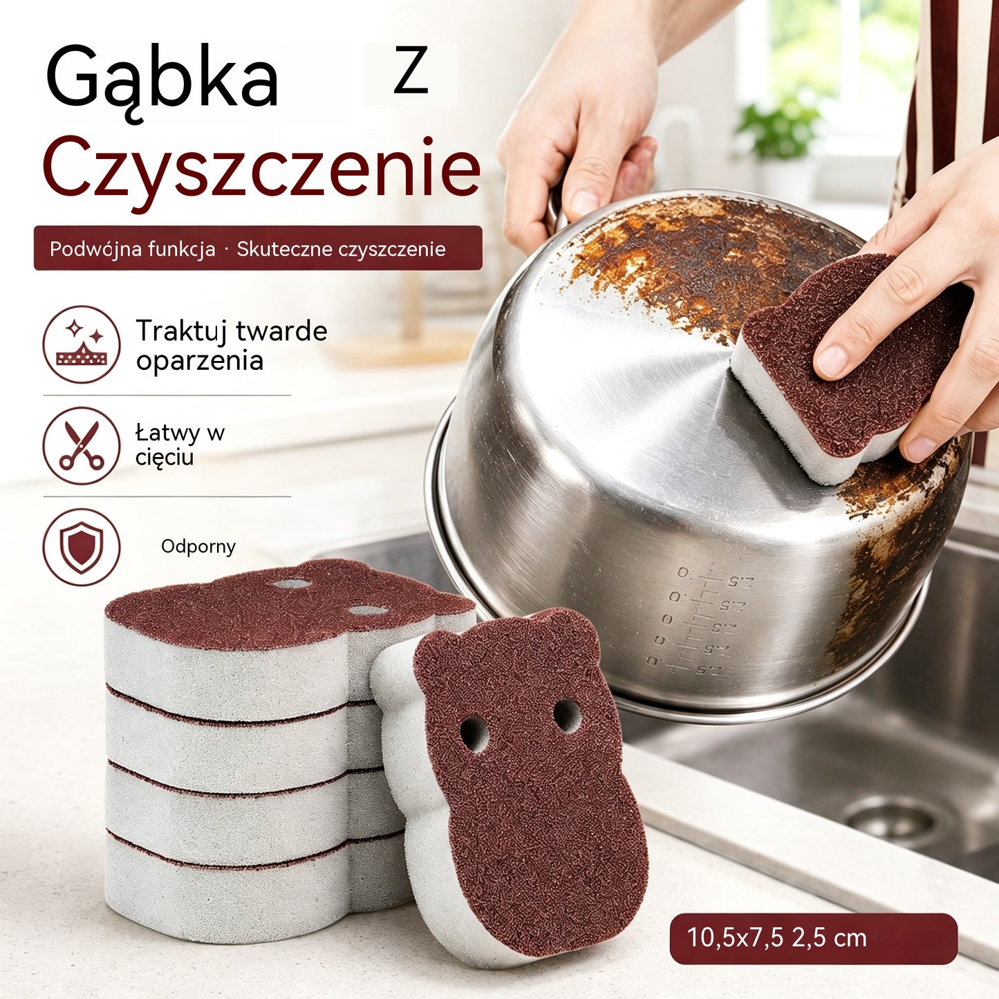 5 sztuk 89 zł 🧽 Wytrzymała magiczna gąbka czyszcząca, szczotka do czyszczenia gospodarstwa domowego