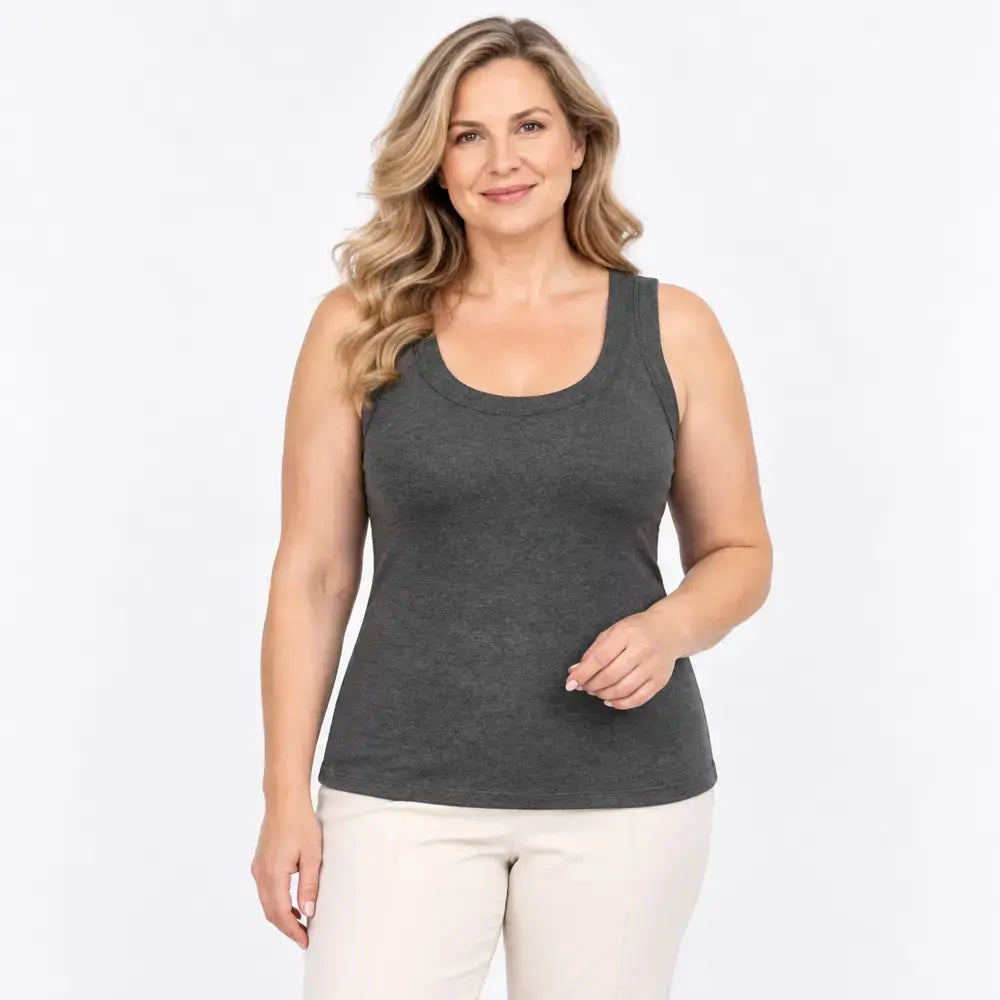 【M-4XL】Damski ocieplany top na ramiączkach w dużych rozmiarach – z wkładkami, ocieplany, bez potrzeby noszenia biustonosza, na jesień i zimę