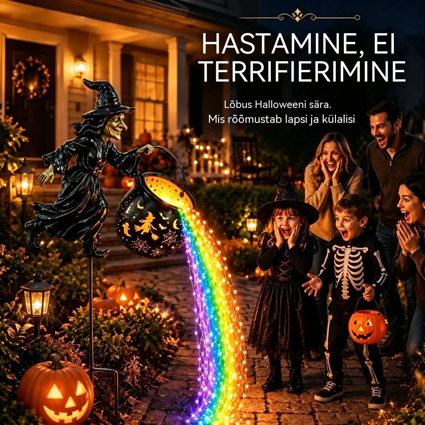 🧙♀️🎃 Nõiakatla aialamp LED-valgusega – vapustavad õuekaunistused 🔮✨