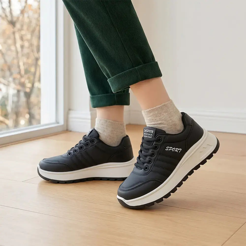 【35-40】Nowe damskie buty do biegania w stylu retro – z grubą podeszwą, na sznurówki, idealne na jesień i zimę