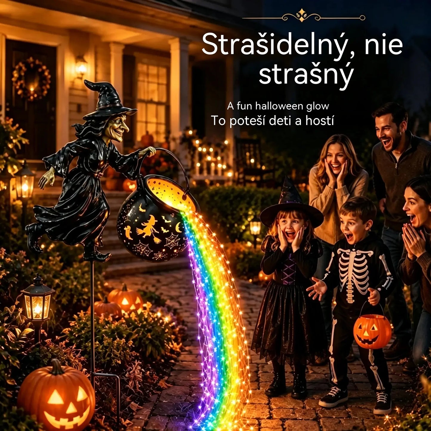 🧙♀️🎃 Záhradná lampa Čarodejnícky kotol s LED svetlom – Úžasná vonkajšia dekorácia 🔮✨