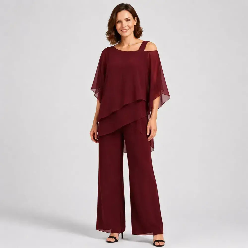 ⏳1 σετ για 36 ευρώ⏰【50-120KG】👚👖Γυναικείο σετ δύο τεμαχίων, σετ φιλικό προς το δέρμα με έξω τους ώμους✅【Μπλούζα + Παντελόνι】