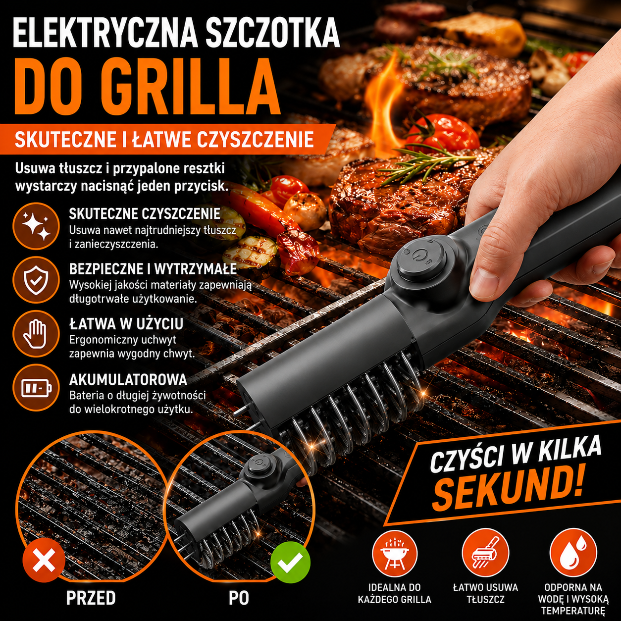 📢📢Elektryczny środek do czyszczenia grilla: Szybko usuwa tłuszcz i brud!