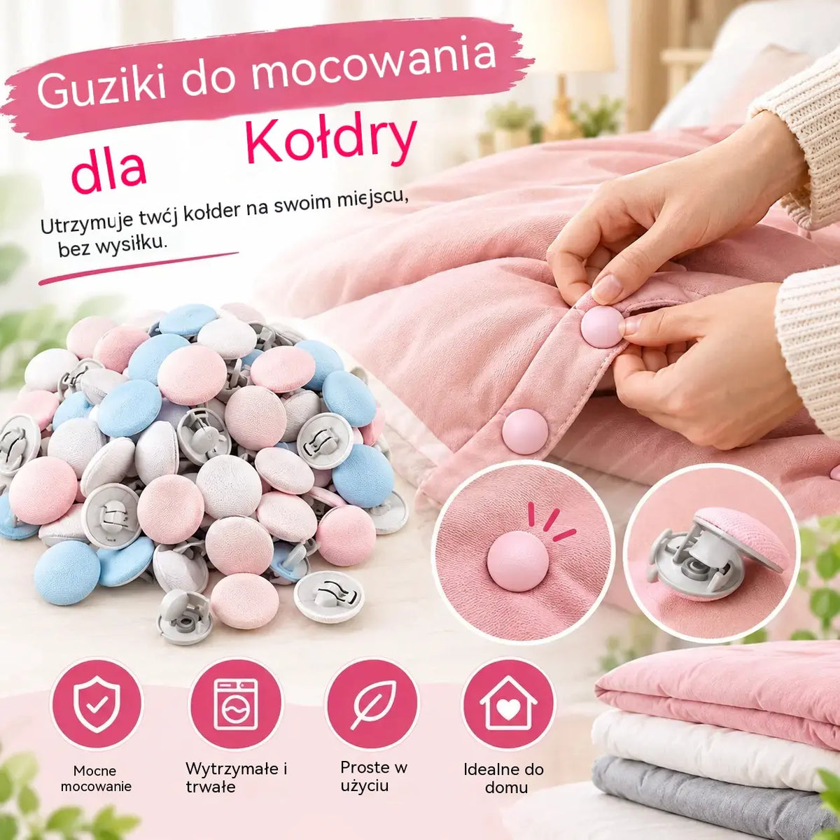 【40 artykułów za 109 złotych】Zapięcia do poszewek na kołdry: trwałe i łatwe w użyciu! 📍Pasują do każdego rodzaju poszewek – zarówno cienkich, jak i grubych.
