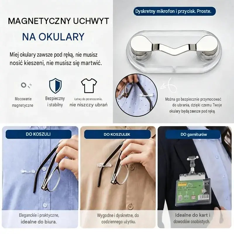 5 szt. 99 zł🧷🧲 Magnetyczny klips do mocowania okularów, uniwersalny wieszak na okulary do czytania, okulary z filtrem światła niebieskiego i okulary przeciwsłoneczne. Koniec z zgubionymi okularami!