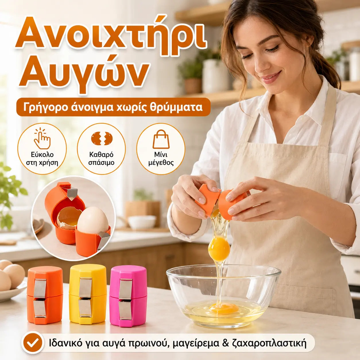 Σετ 3 τεμαχίων για 25 ευρώ 🥚Υψηλής ποιότητας κράκερ αυγών, χτυπητήρι και αποφλοιωτής αυγών που δεν ξεφλουδίζουν