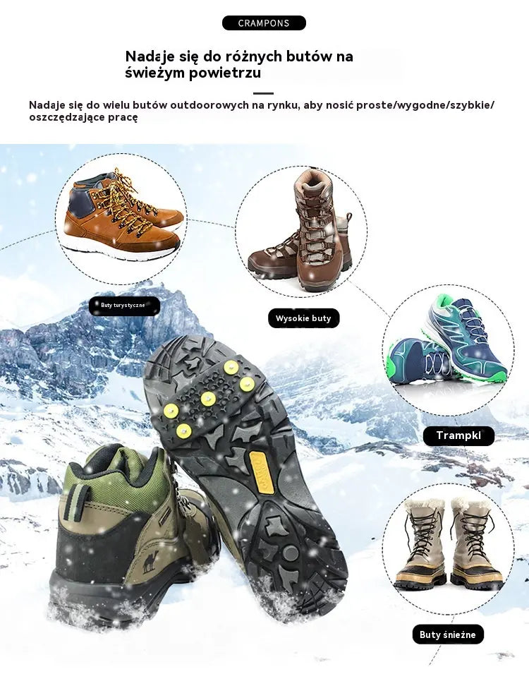 🚶❄️Cena za 4 pary wynosi 99 zł🔥Niewidoczne, 5-zębowe, antypoślizgowe pętle do raków, raki do użytku na zewnątrz, odpowiednie do wędrówek po śniegu, wspinaczki górskiej, wspinaczki skałkowej i zimowych powierzchni lodowych, niezbędne dla osób starszych.