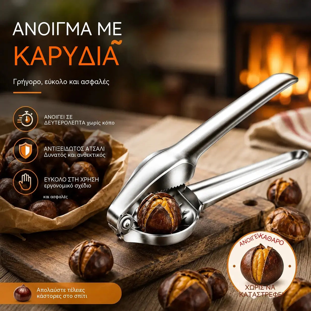 🔥🔥【2 τεμάχια】 🌰Κλιπ ανοίγματος σε σχήμα καστανιάς για οικιακή χρήση - Ανοίγει εύκολα με ένα άγγιγμα χωρίς να τραυματίζει τα χέρια σας!
