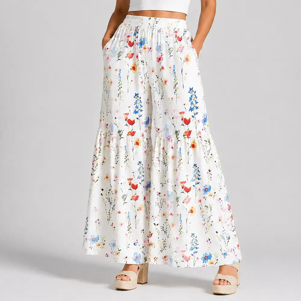 🌸✨【S-2XL】Γυναικείο παντελόνι με φαρδιά γραμμή και στάμπα, κατάλληλο για όλους τους σωματότυπους