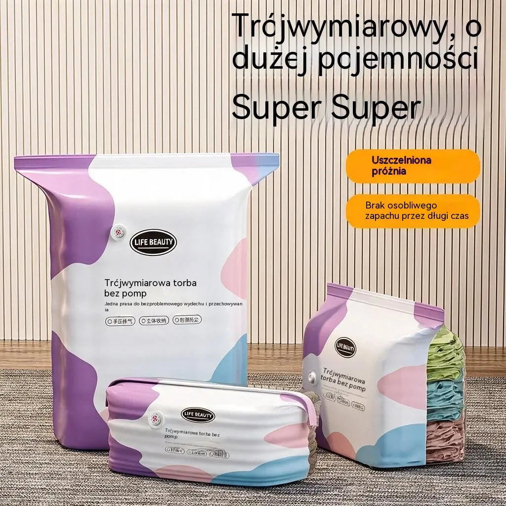 🧳 5 sztuk za jedyne 109 zł 💨 Duże, elastyczne worki próżniowe do przechowywania: Nie wymagają pompki, są szczelne, idealne do oszczędzania miejsca w walizce i w domu ✈️