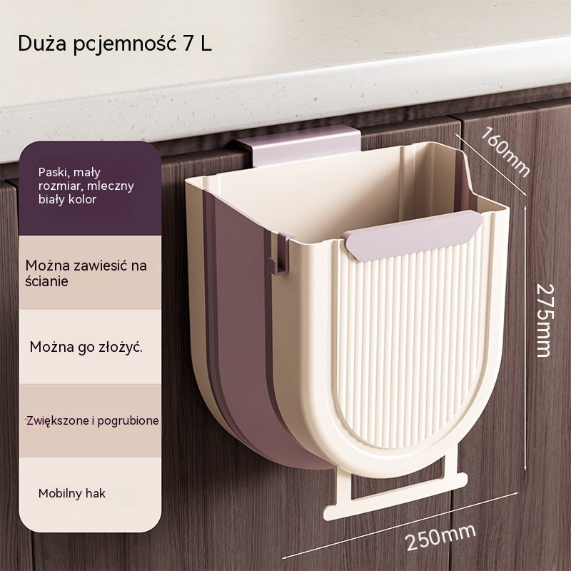 🗑️🚪Wiszący składany kosz na śmieci do kuchni, wiszący kosz na śmieci do drzwi szafek domowych