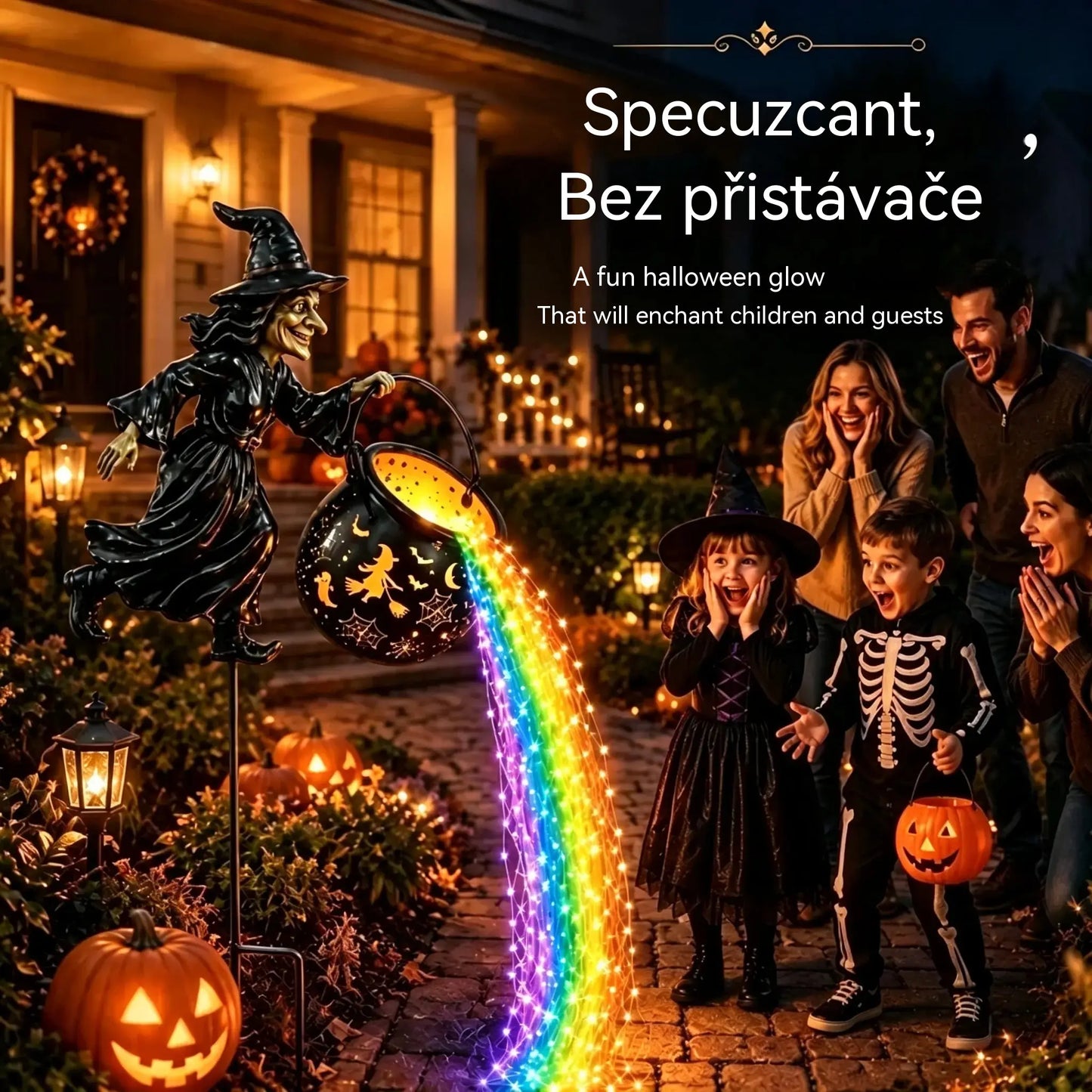 🧙♀️🎃 Zahradní lampa Čarodějnický kotel s LED světlem – Úžasná venkovní dekorace 🔮✨