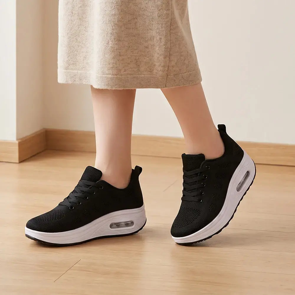 【35-41】Nowe damskie buty casualowe na jesień – z grubą podeszwą, oddychające, z dzianiny, idealne dla mam