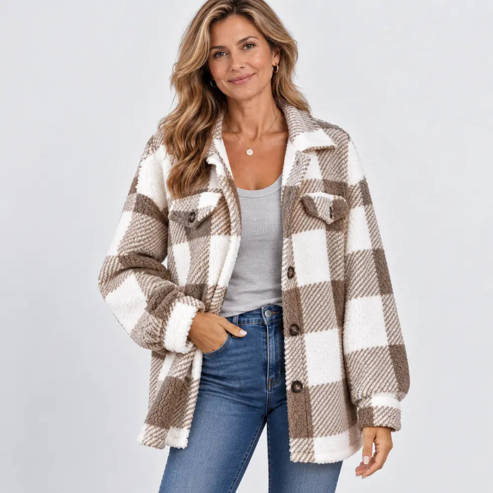 ✨【S-5XL / 6 kolorów】Jesienno-zimowa kurtka typu sherpa zapinana na guziki, z kieszeniami