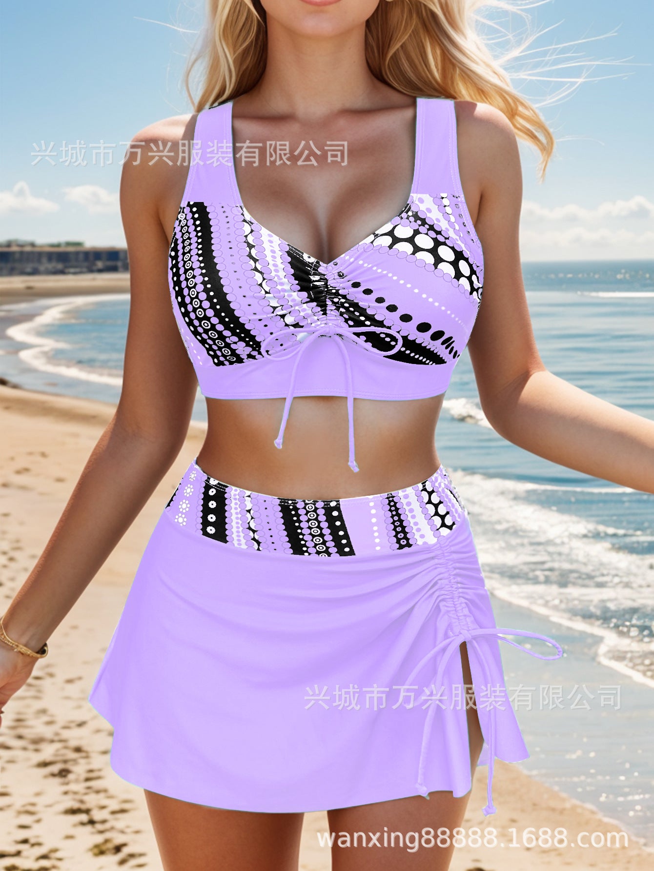 🩱👙【S-2XL】Traje de baño cómodo de dos piezas con estampado y lazos