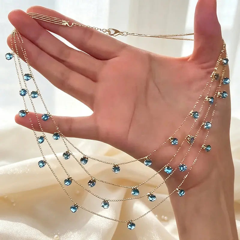 📢📢 50% zniżki! ✨ Naszyjnik damski z błyszczącym, wielowarstwowym kluczem