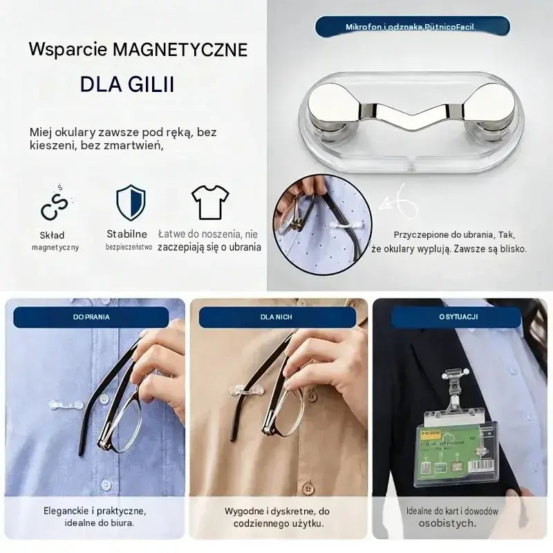 5 sztuka 89zł 🧷🧲 Magnetyczny klips do mocowania okularów, uniwersalny wieszak na okulary korekcyjne, okulary z filtrem światła niebieskiego i okulary przeciwsłoneczne. Koniec z zgubionymi okularami!