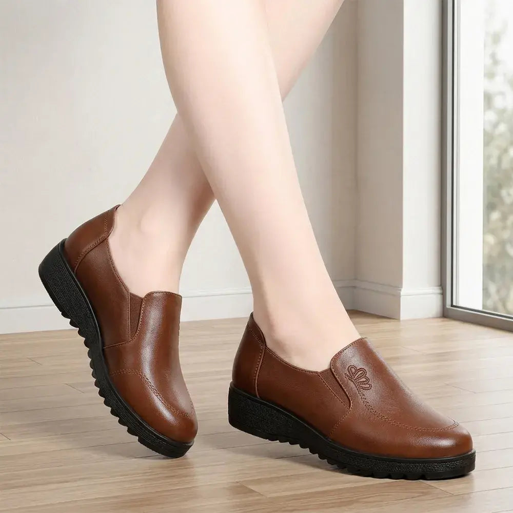 👞【35-41】Miękkie, skórzane, płaskie buty w dużych rozmiarach – antypoślizgowe, lekkie i wygodne buty dla starszych kobiet – ortopedyczne mokasyny codzienne