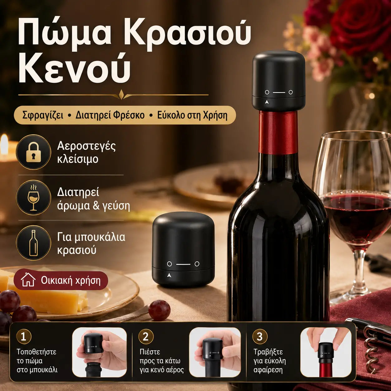 4 τεμάχια για 25 ευρώ⏰🔥Προσφορά περιορισμένης διάρκειας! 🍾Πώματα κενού αέρος για μπουκάλια κρασιού🥳🍴