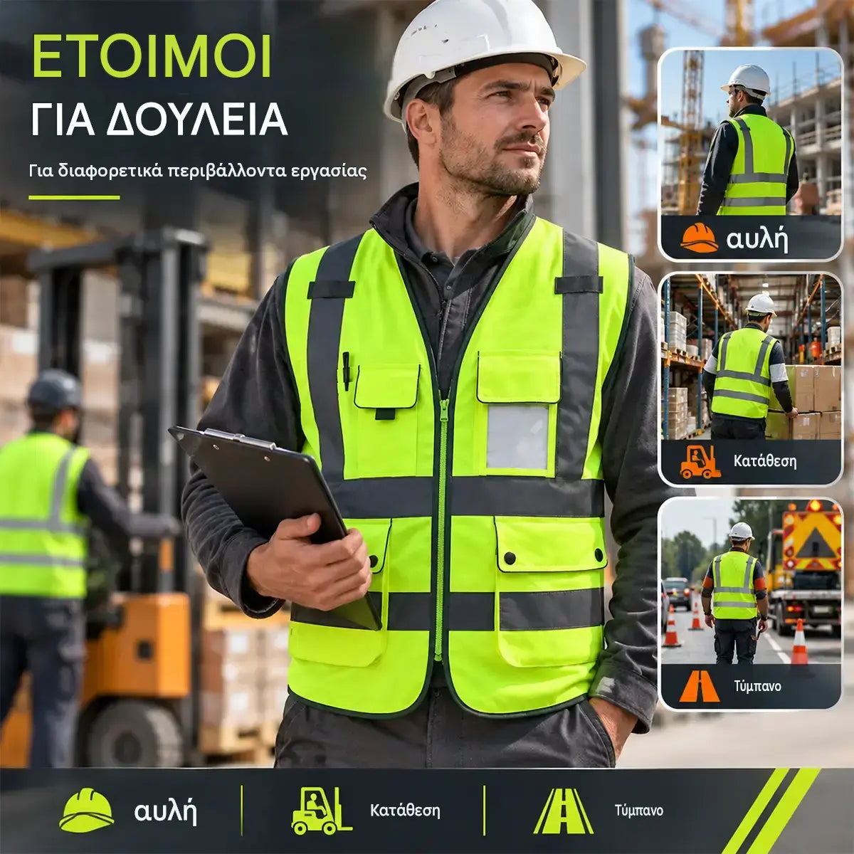 🦺 Ανακλαστικό Γιλέκο Ασφαλείας με Πολλαπλές Τσέπες – Μέγιστη Ορατότητα 360° και Πρακτικότητα για Κάθε Εργασιακό Περιβάλλον!