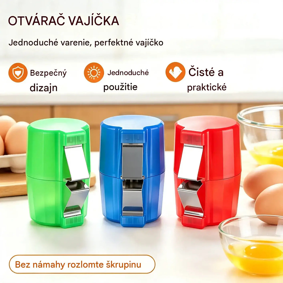 【3 kusy 510 Kč】 Rychlý lámač vajec: Rozbije stovky vajec rychleji a čistěji