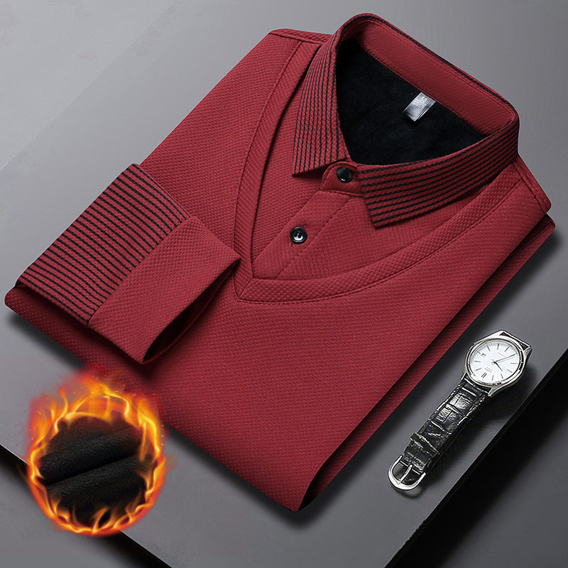 【M-4XL】 👔 Męska koszulka polo z długim rękawem typu „2 w 1” · Ocieplana, z podszewką · Elegancki fason z klasycznym kołnierzykiem i rękawami w paski · Styl casualowy i biznesowy!
