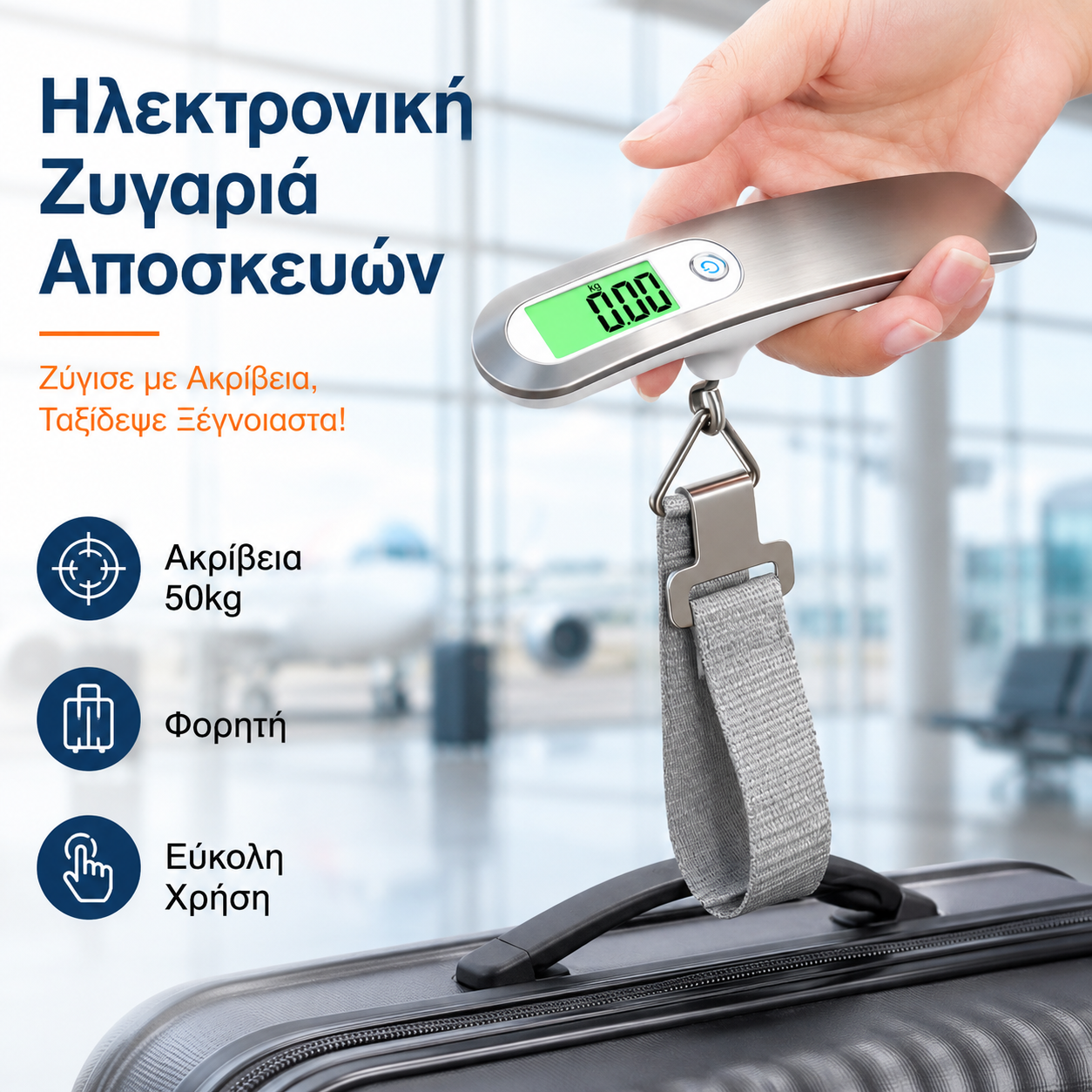 1 τεμάχιο 27 ευρώ ⚖️📦Φορητή Ψηφιακή Ζυγαριά Αποσκευών 50kg Υψηλής Ακρίβειας