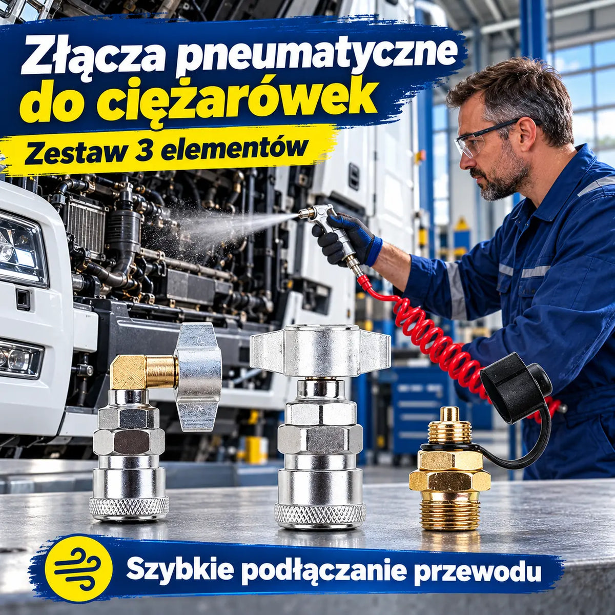 【1 zestaw 3-częściowy】99zł🚛Pneumatyczny pistolet do przedmuchiwania pod wysokim ciśnieniem – do samochodów ciężarowych