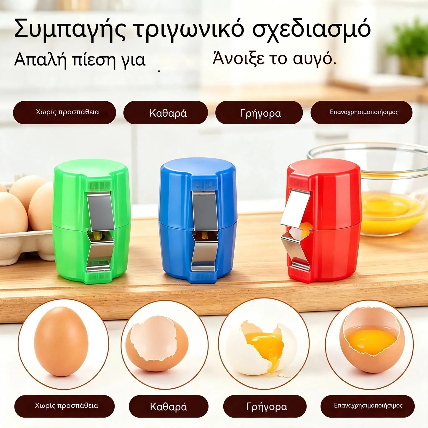 【3 τεμάχια 25 ευρώ】🍳 Γρήγορο κράκερ αυγών: Σπάει εκατοντάδες αυγά πιο γρήγορα και καθαρότερα 🔥