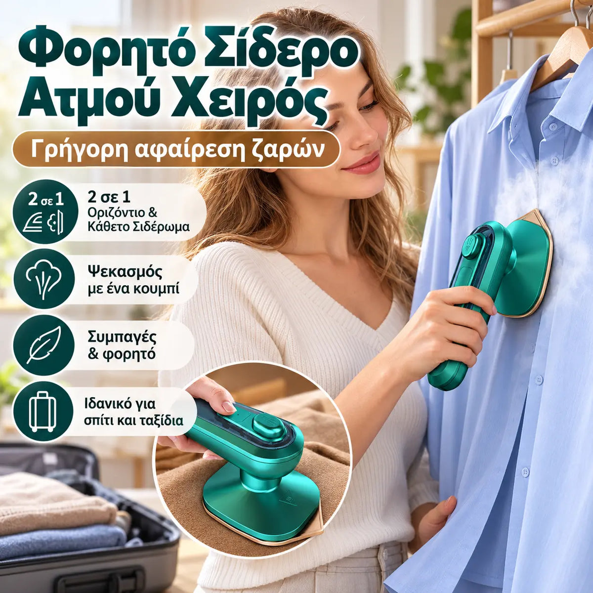 1 τεμάχιο 29 ευρώ💨 👕Φορητό ηλεκτρικό σίδερο, φορητή οικιακή συσκευή ατμού για ρούχα
