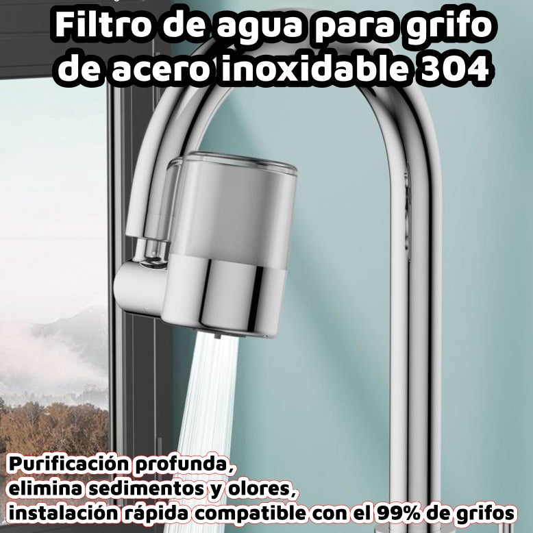 💧✨ Filtro de agua para grifo de acero inoxidable 304 | Purificación profunda, elimina sedimentos y olores, instalación rápida compatible con el 99% de los grifos 🚰