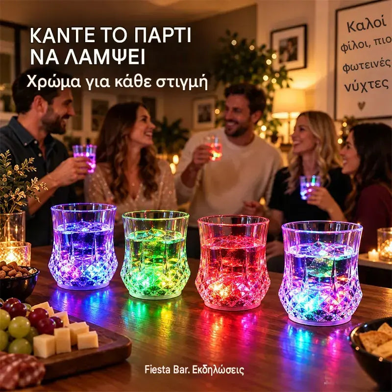 ✨💎Σετ κρυστάλλινων ποτηριών με LED που ενεργοποιείται από το υγρό🥂