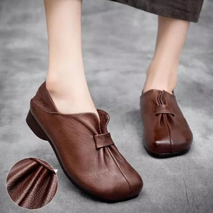 👡【35-42】2025 nuevas babuchas de suela blanda con lazo, piel de vaca de alta calidad, sencillas y exquisitas