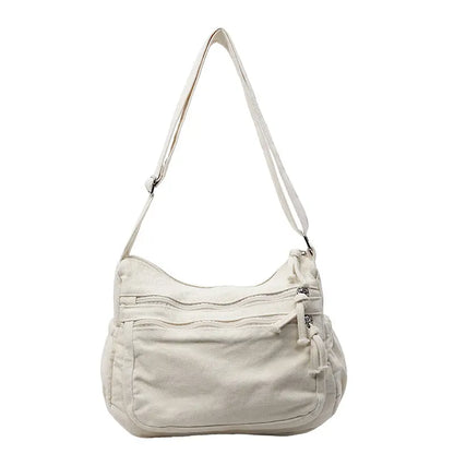 👜✨Τσάντα χιαστί μεγάλης χωρητικότητας από καμβά με όψη παλαίωσης: διαθέτει σχεδιασμό με πολλαπλές θήκες που κλείνουν με φερμουάρ και φαρδύ, ρυθμιζόμενο λουράκι ώμου.