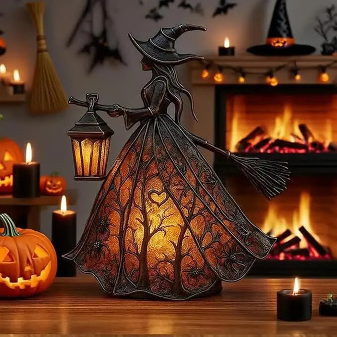 🧙‍‍♀️ Lampa czarownicy na Halloween, straszna gotycka dekoracja w kształcie latarni, wyjątkowa dekoracyjna figurka lampy stołowej, lampka nocna na nogach, odpowiednia do domu, ganku, biura, dekoracji na imprezę, może służyć jako prezent na Halloween.