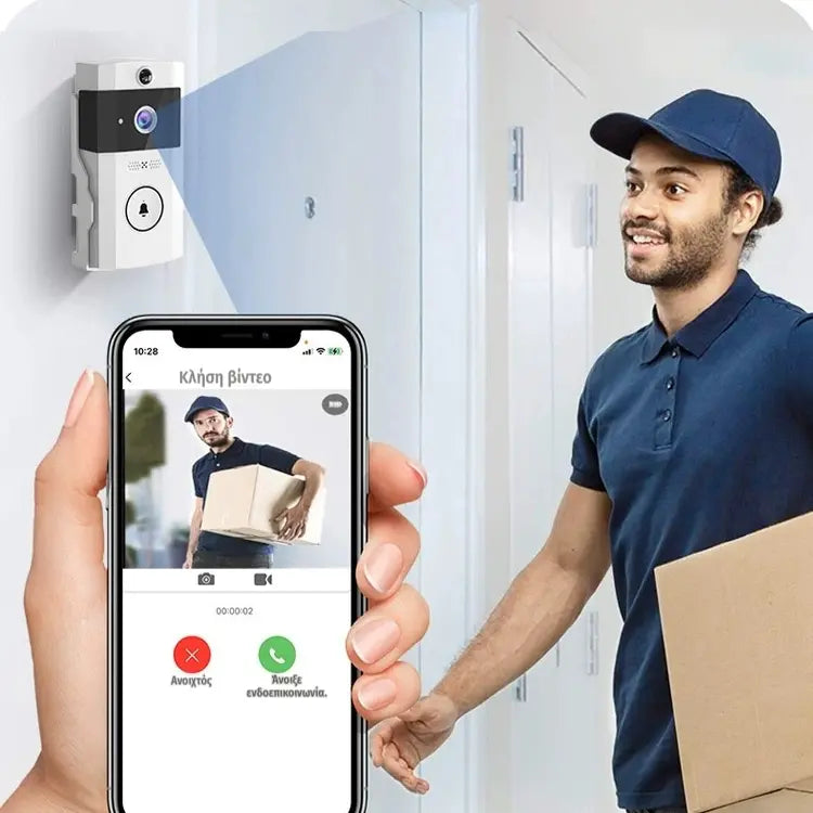 🏠📹📱Έξυπνο κουδούνι πόρτας με βίντεο, με δυνατότητα απομακρυσμένης εγγραφής βίντεο, αλλαγής φωνής, νυχτερινής όρασης υψηλής ευκρίνειας, κοινή χρήση εφαρμογών για οικογένειες, αυτόματη λήψη εικόνων και αποθήκευση στο cloud