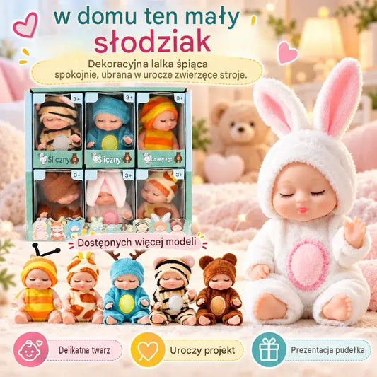 1 zestaw za 109zł 👶 Zestaw prezentowy lalek Reborn – w otulaczach ze zwierzęcymi motywami! Urocze buzie śpiących niemowląt · Zestaw 6 lalek w pudełku prezentowym · Idealny prezent dla dzieci!
