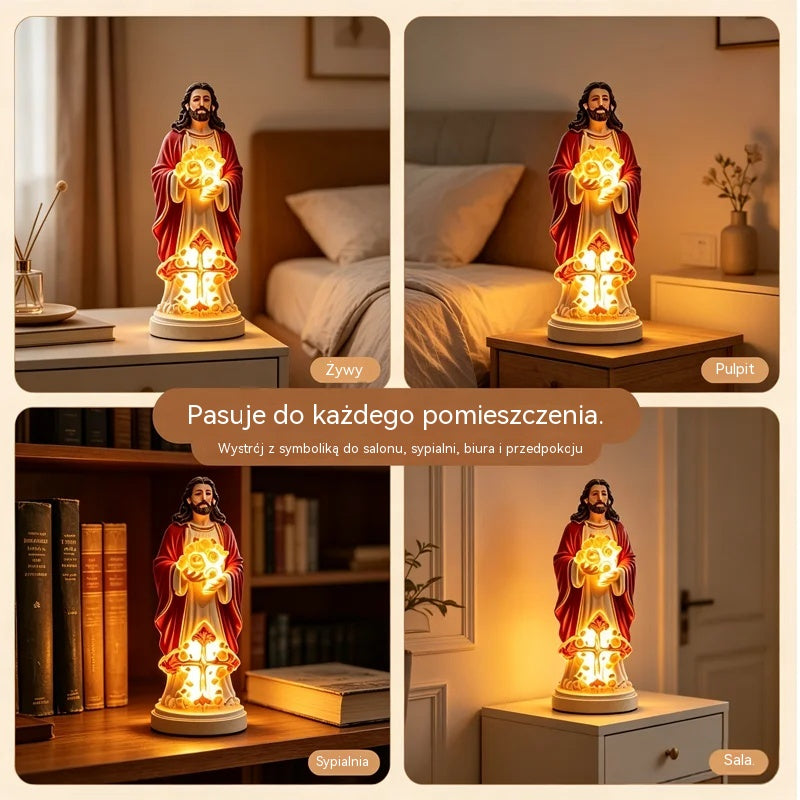 🙏Przynieś błogosławieństwo i święte światło do swojego domu! Posągi Jezusa i Maryi promieniujące ciepłem.