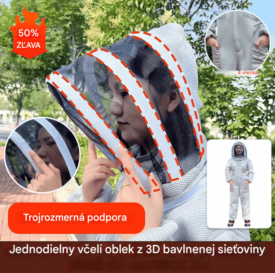 🐝Včelí 3D bavlnený overal zo sieťoviny🍯Ochranný odev proti včelám