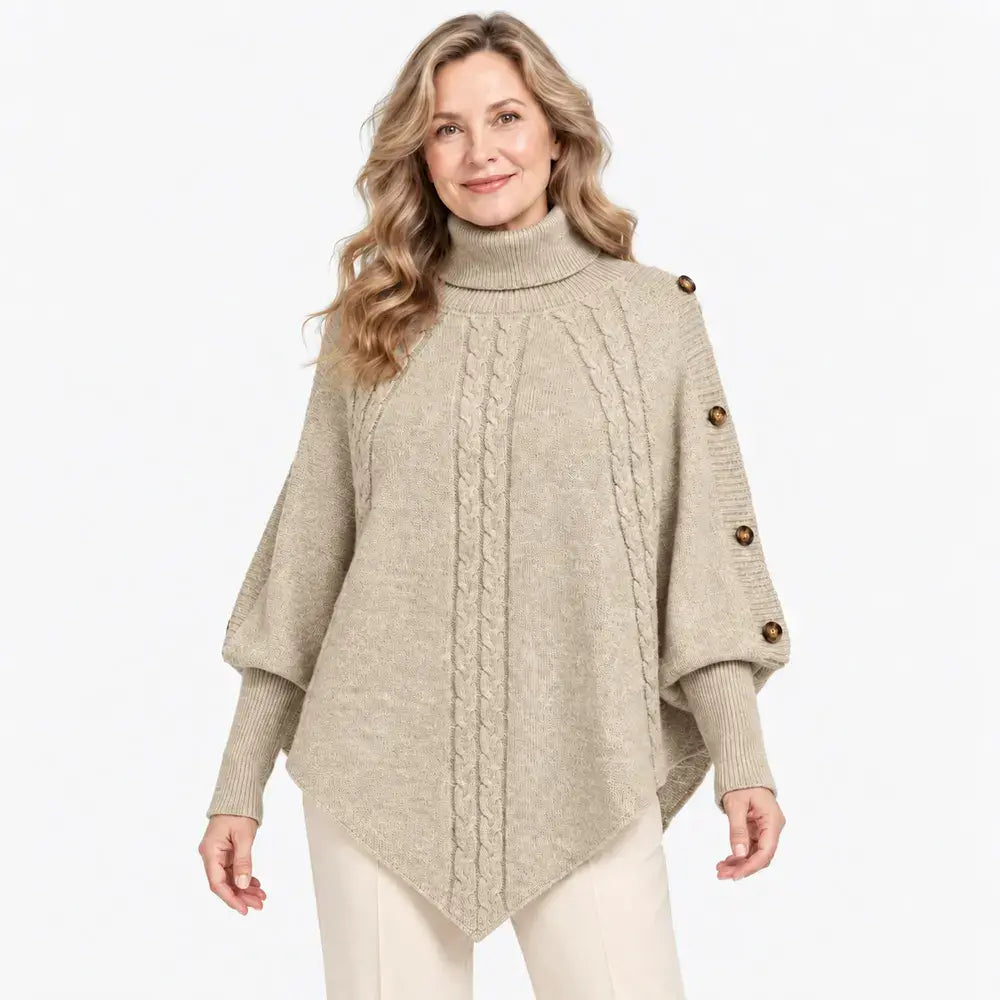 【S-3XL】Absolutny hit na sezon jesienno-zimowy! Ta ciepła, dzianinowa peleryna pozwala łatwo ukryć niedoskonałości sylwetki. ✨