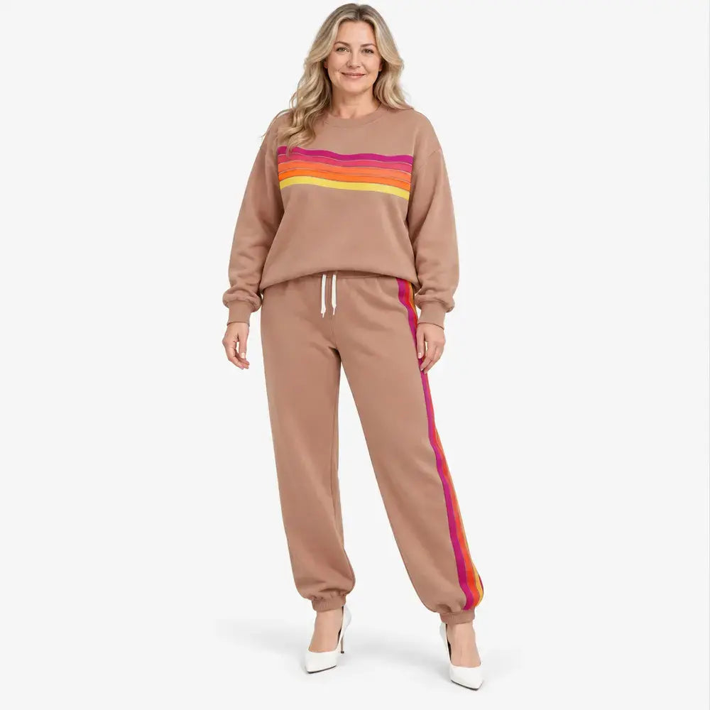 ✨【S-6XL】Νέο μοντέρνο γυναικείο σετ casual φούτερ【Φούτερ με στρογγυλή λαιμόκοψη + παντελόνι】👖