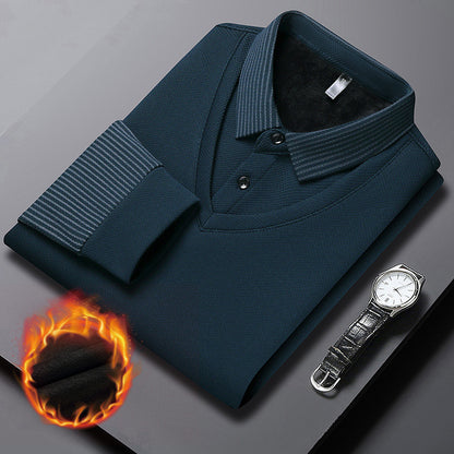【M-4XL】 👔 Męska koszulka polo z długim rękawem typu „2 w 1” · Ocieplana, z podszewką · Elegancki fason z klasycznym kołnierzykiem i rękawami w paski · Styl casualowy i biznesowy!