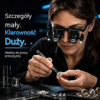 🔍 Lupa czołowa LED 24X – przenośne okulary powiększające do naprawy zegarków, lutowania podzespołów elektronicznych i mobilnych 💡