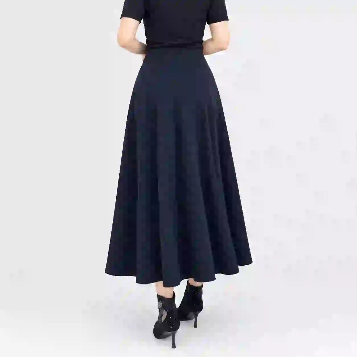 👗🎀【S-4XL】Μίντι φούστα ψηλόμεση με ασύμμετρη μέση και δύο κουμπιά