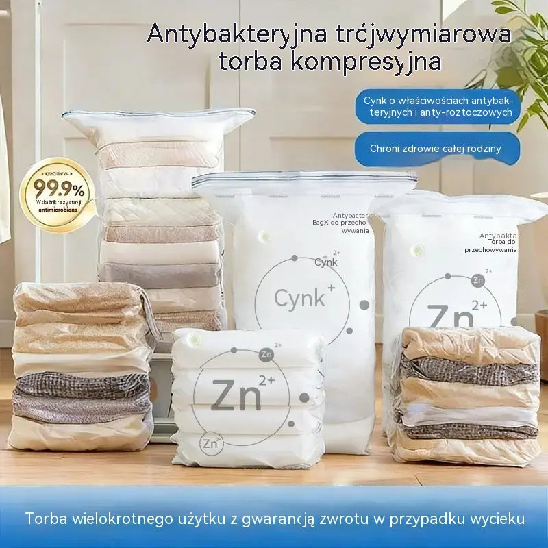 🧳【Σετ 5 τεμαχίων 109 zł】💨 Μεγάλη, συμπιέσιμη τσάντα αποθήκευσης κενού αέρος: δεν απαιτείται αντλία, στεγανή και ιδανική για εξοικονόμηση χώρου στις βαλίτσες και στο σπίτι ✈️