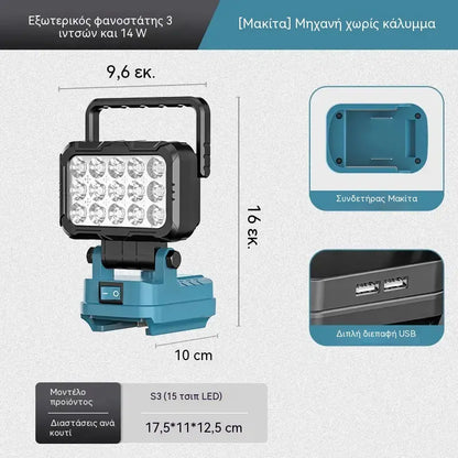 🔥💡Ένας φακός με μπαταρία λιθίου και θύρα USB, κατάλληλος για περιπτώσεις όπως η επισκευή αυτοκινήτου.